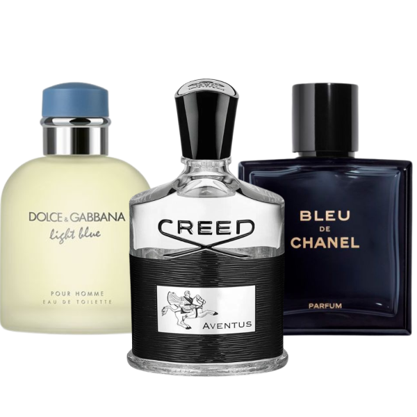 Bündel von 3 Düften: Bleu de Chanel, Creed Aventus und Light Blue Dolce & Gabbana 100 ml